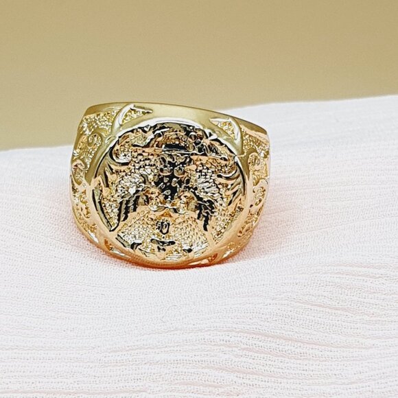 Punk Alloy Round Street Trend Fashion Eagle Gold Rings for Man, INDN8467 - Picture 6 of 10